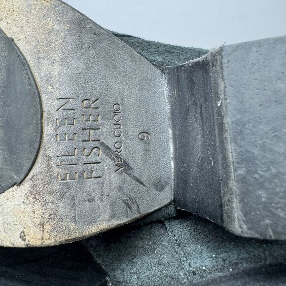 Eileen Fisher  open toe Womens Black Leather Block Heel Slingback Size 9 - Picture 3 of 10